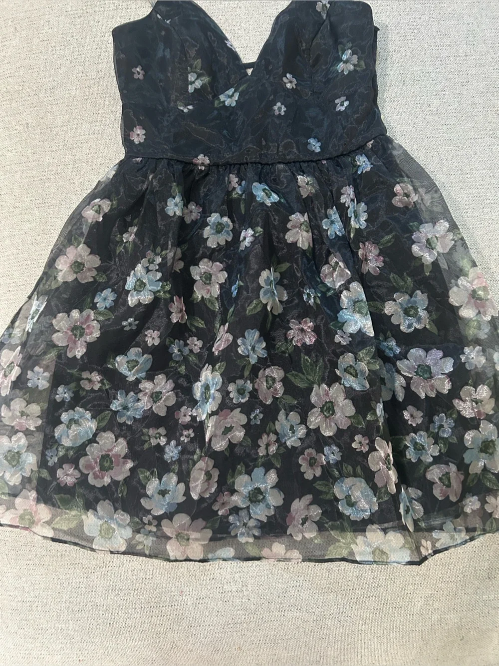 Lulus' Black Floral Tulle Party Dress